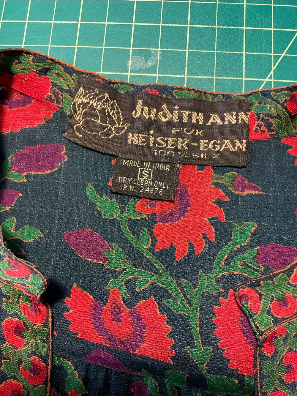 Judith Ann for Heiser-Egan vintage 80s block print silk dress - Picture 8 of 8